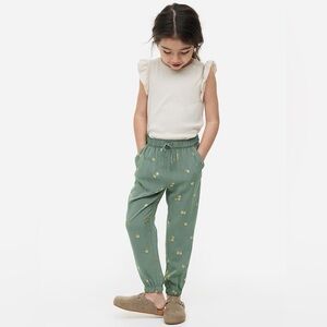 H&M Green Floral Print Woven Chino Jogger Pants